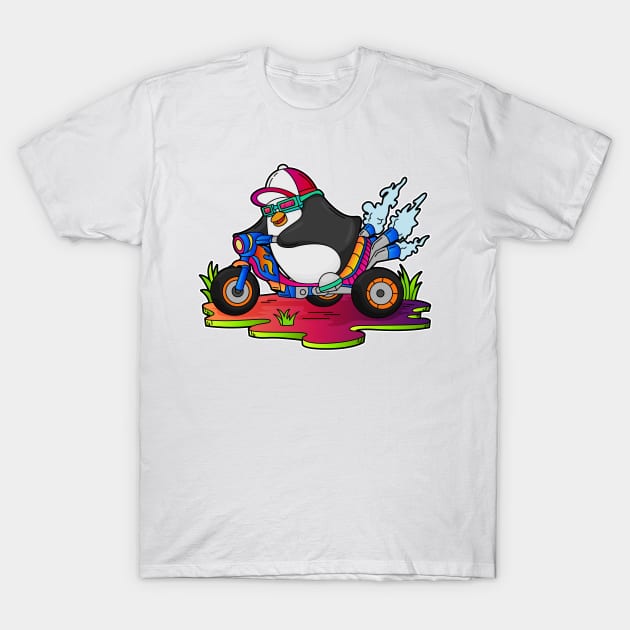 Penguin as Biker with Motorcycle T-Shirt by Markus Schnabel